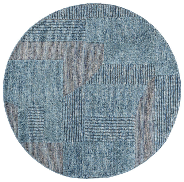 Safavieh Natura Hand-Woven Blue Grey Square Rug—Wool-Cotton Blend, Low Profile 3/8" Pile For Durable Comfort 6'-0" x 6'-0" NAT506M-6SQ