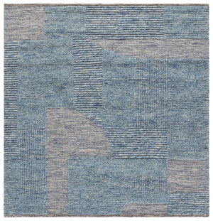 Safavieh Natura Hand-Woven Blue Grey Square Rug—Wool-Cotton Blend, Low Profile 3/8" Pile For Durable Comfort 6'-0" x 6'-0" NAT506M-6SQ