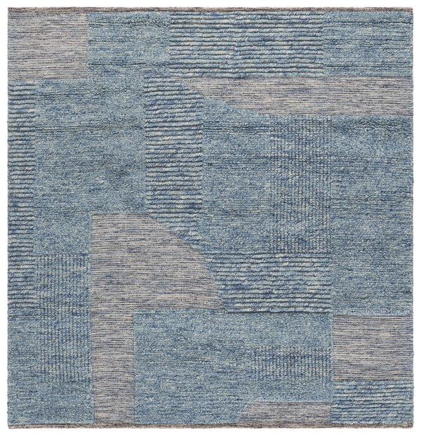 Safavieh Natura Hand-Woven Blue Grey Square Rug—Wool-Cotton Blend, Low Profile 3/8" Pile For Durable Comfort 6'-0" x 6'-0" NAT506M-6SQ