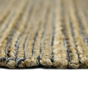 Amer Rugs Naturals Farmhouse Striped Flat-weave Area Rug - Hand-woven Jute & Cotton For Eco-friendly Decor Dark Gray Jute, Cotton Nat60203