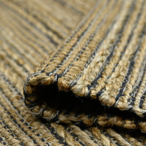 Amer Rugs Naturals Farmhouse Striped Flat-weave Area Rug - Hand-woven Jute & Cotton For Eco-friendly Decor Dark Gray Jute, Cotton Nat60203