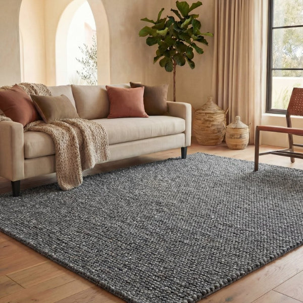 Safavieh Natura Hand Woven Wool Cotton Area Rug Oversized Dark Grey for Large Living Rooms NAT620H-1115