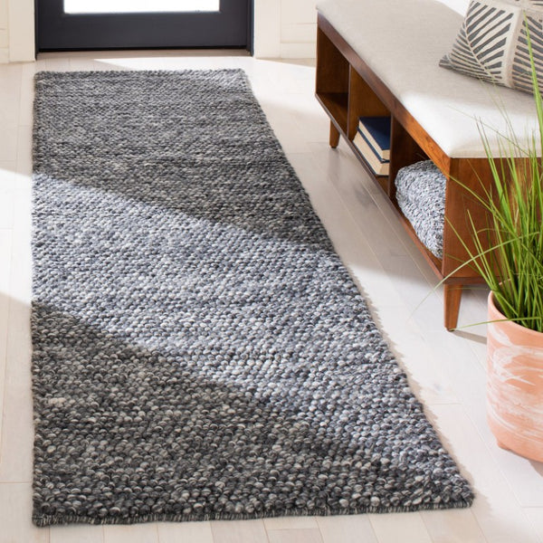 Safavieh Natura Hand-Woven Wool Cotton Runner Rug Soft Tonal Hallway Accent in Grey Dark Grey 2'-3" x 14'-0" NAT620H-214