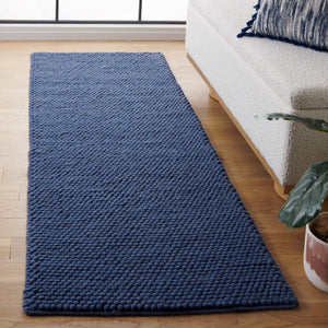 Safavieh Natura Hand‑Woven Navy Blue Runner 2'3"X14' — Low‑Pile Wool-Cotton Blend, Durable Scandinavian Style NAT620M-214