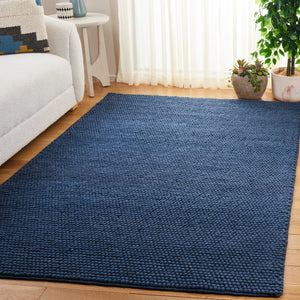 Safavieh Natura Hand‑Woven Navy Blue Runner 2'3"X14' — Low‑Pile Wool-Cotton Blend, Durable Scandinavian Style NAT620M-214