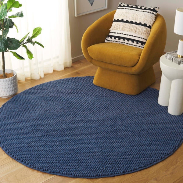 Safavieh Natura Hand Woven Oval Area Rug - Luxurious Wool & Cotton Blend For Elegant Home Decor Transformation Navy ,Blue 80% Wool And 20% Cotton Nat620m-4sq
