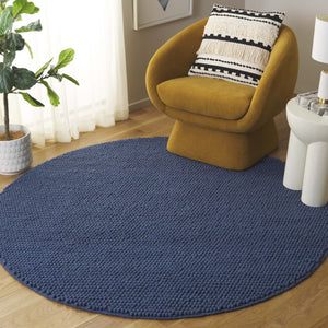 Safavieh Natura Hand‑Woven Navy Blue Runner 2'3"X14' — Low‑Pile Wool-Cotton Blend, Durable Scandinavian Style NAT620M-214