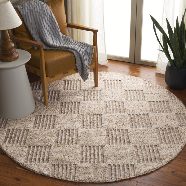 Safavieh Natura Hand-loomed Wool Rug - Elegant Modern Design In Earthy Tones For A Cozy Home Atmosphere Brown ,Ivory Wool Pile Nat701t-6sq