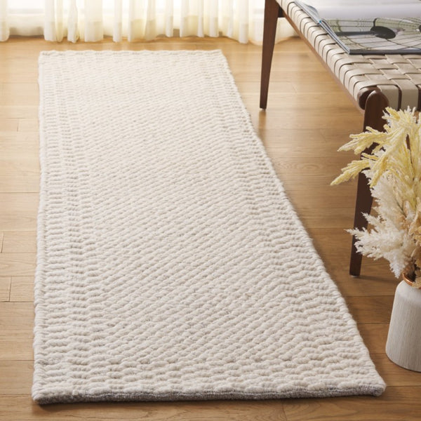Safavieh Natura Hand-Loomed Wool Runner Ivory Geometric Tonal Entryway Rug High Traffic 2'-3" x 8'-0" NAT716A-28