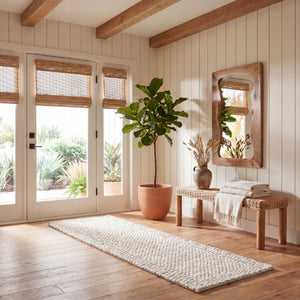 Safavieh Natura Hand-Loomed Wool Runner Ivory Geometric Tonal Entryway Rug High Traffic 2'-3" x 8'-0" NAT716A-28