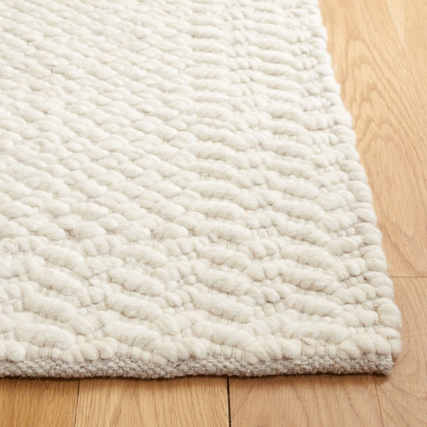 Safavieh Natura Hand-Loomed Wool Runner Ivory Geometric Tonal Entryway Rug High Traffic 4'-0" x 6'-0" NAT716A-4
