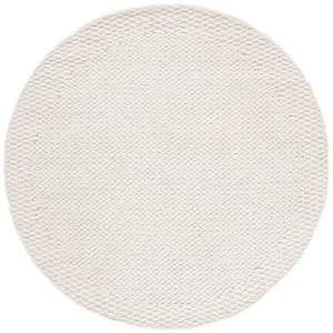 Safavieh Natura Hand-Loomed Wool Runner Ivory Geometric Tonal Entryway Rug High Traffic 6'-0" x 6'-0" - Round NAT716A-6R