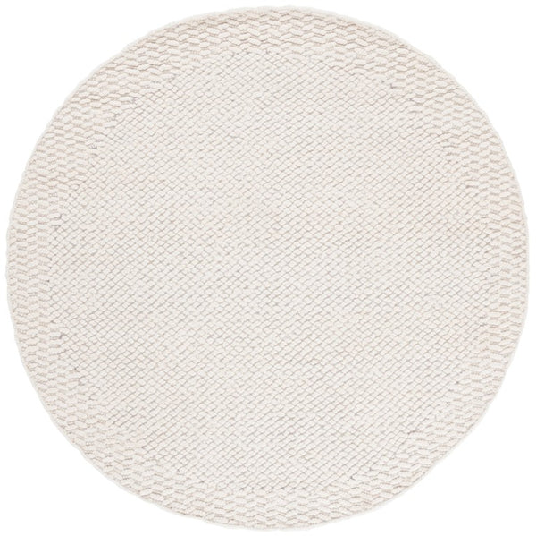 Safavieh Natura Hand-Loomed Wool Runner Ivory Geometric Tonal Entryway Rug High Traffic 6'-0" x 6'-0" - Round NAT716A-6R