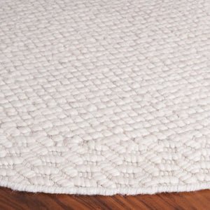 Safavieh Natura Hand-Loomed Wool Runner Ivory Geometric Tonal Entryway Rug High Traffic 6'-0" x 6'-0" - Round NAT716A-6R