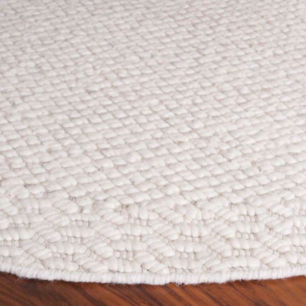 Safavieh Natura Hand-Loomed Wool Runner Ivory Geometric Tonal Entryway Rug High Traffic 6'-0" x 6'-0" - Round NAT716A-6R