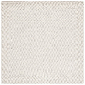 Safavieh Natura Hand-Loomed Wool Runner Ivory Geometric Tonal Entryway Rug High Traffic 6'-0" x 6'-0" - Square NAT716A-6SQ