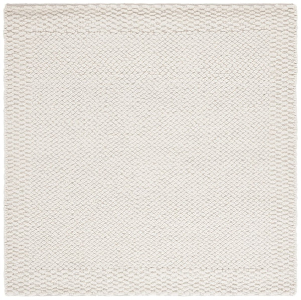 Safavieh Natura Hand-Loomed Wool Runner Ivory Geometric Tonal Entryway Rug High Traffic 6'-0" x 6'-0" - Square NAT716A-6SQ