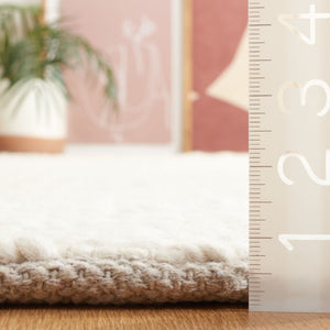 Safavieh Natura Hand-Loomed Wool Runner Ivory Geometric Tonal Entryway Rug High Traffic 6'-0" x 6'-0" - Square NAT716A-6SQ