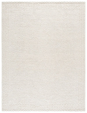 Safavieh Natura Hand-Loomed Wool Runner Ivory Geometric Tonal Entryway Rug High Traffic 8'-0" x 10'-0" NAT716A-8