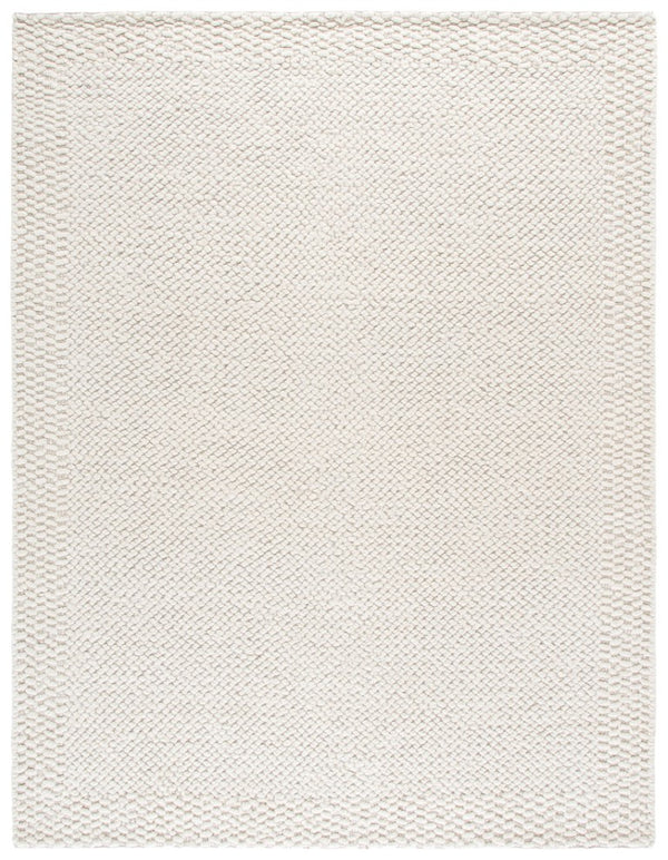 Safavieh Natura Hand-Loomed Wool Runner Ivory Geometric Tonal Entryway Rug High Traffic 8'-0" x 10'-0" NAT716A-8