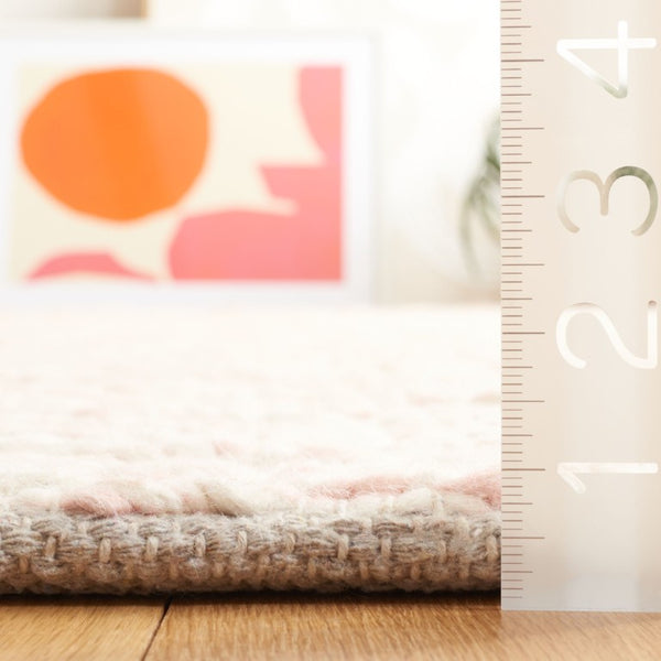 Safavieh Natura Hand Loomed Flokati Shag Wool Rug Plush Ivory Pink Pile for Bedroom NAT717A-5