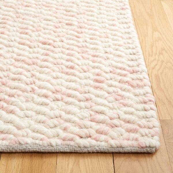 Safavieh Natura Hand Loomed Flokati Shag Wool Rug Plush Ivory Pink Pile for Bedroom NAT717A-5