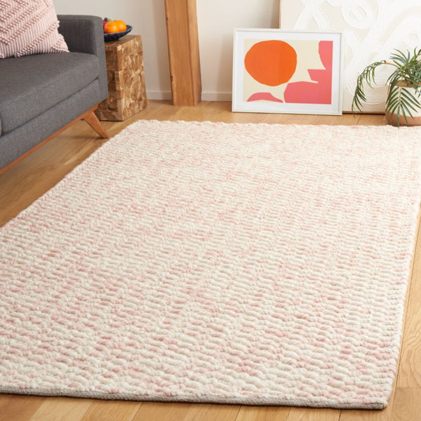 Safavieh Natura Hand Loomed Flokati Shag Wool Rug Plush Ivory Pink Pile for Bedroom NAT717A-5
