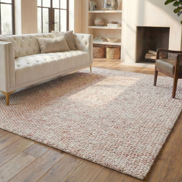 Safavieh Natura Hand-Loomed Wool Rug Soft Ivory Pink Plush Pile for Living or Bedroom NAT717A-8