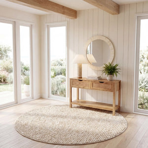 Safavieh Natura Hand Loomed Wool Shag Round Rug Soft Flokati Style Ivory Beige Living Room NAT717B-6R