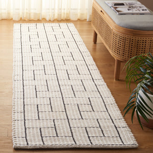 Safavieh Natura Hand-loomed Wool Area Rug With Bold Geometric Pattern For Modern Elegance In Home Décor Ivory ,Black Wool Pile Nat719a-5