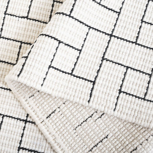 Safavieh Natura Hand-loomed Wool Area Rug With Bold Geometric Pattern For Modern Elegance In Home Décor Ivory ,Black Wool Pile Nat719a-5