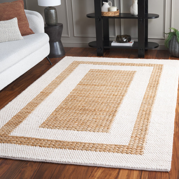 Safavieh Natura Hand-loomed Wool Rug: Elegant Geometric Design For Modern Spaces - Comfort & Durability Natural ,Ivory Wool Pile Nat723a-6sq
