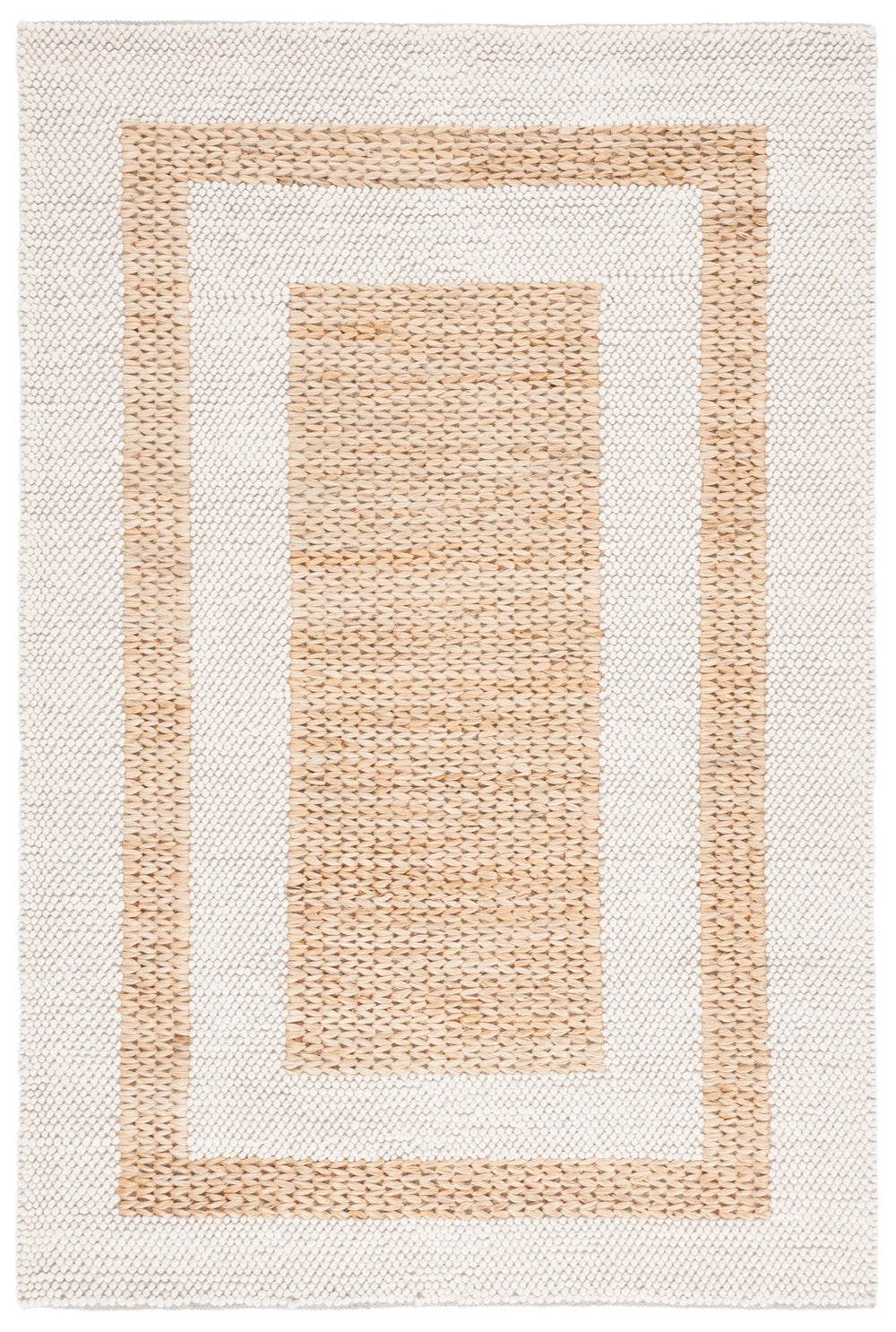 Safavieh Natura Hand-loomed Wool Rug: Elegant Geometric Design For Modern Spaces - Comfort & Durability Natural ,Ivory Wool Pile Nat723a-6sq