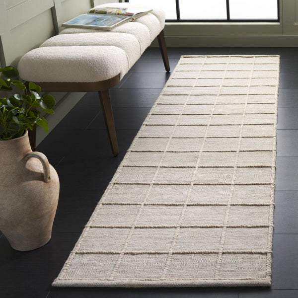 Safavieh Natura Handwoven Wool Cotton Runner Rug Subtle Grid Hallway Entryway Accent 2'-3" x 8'-0" NAT785B-28