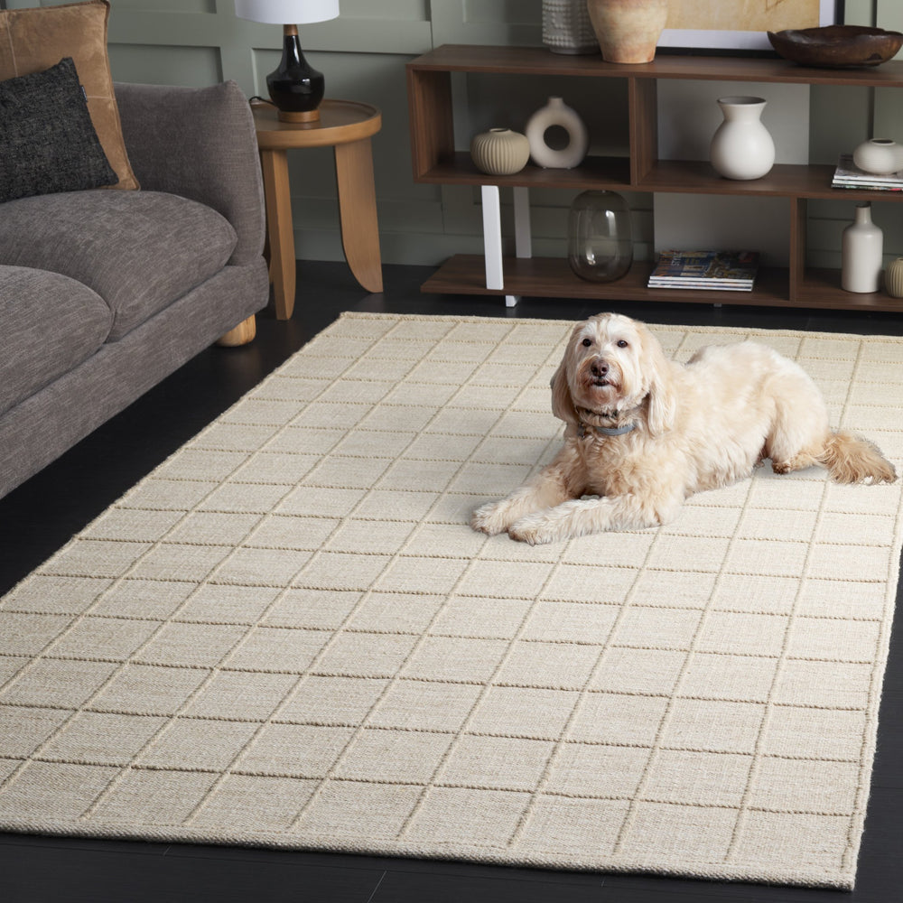 Safavieh Natura Handwoven Beige Wool-Cotton Rug With Subtle Grid Pattern, Low Pile, Durable Craftsmanship 5'-0" x 8'-0" NAT785B-5