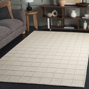 Safavieh Natura Hand‑Woven Beige Area Rug 85% Wool 15% Cotton — Low Pile, Subtle Grid Pattern, Modern Anchor 9'-0" x 12'-0" NAT785B-9