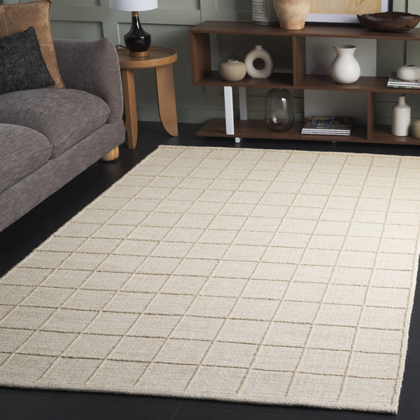 Safavieh Natura Hand‑Woven Beige Area Rug 85% Wool 15% Cotton — Low Pile, Subtle Grid Pattern, Modern Anchor 9'-0" x 12'-0" NAT785B-9