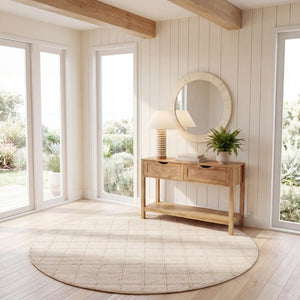 Safavieh Natura Handwoven Wool Cotton Runner Rug Subtle Grid Hallway Entryway Accent 6'-0" x 6'-0" - A NAT785B-6R