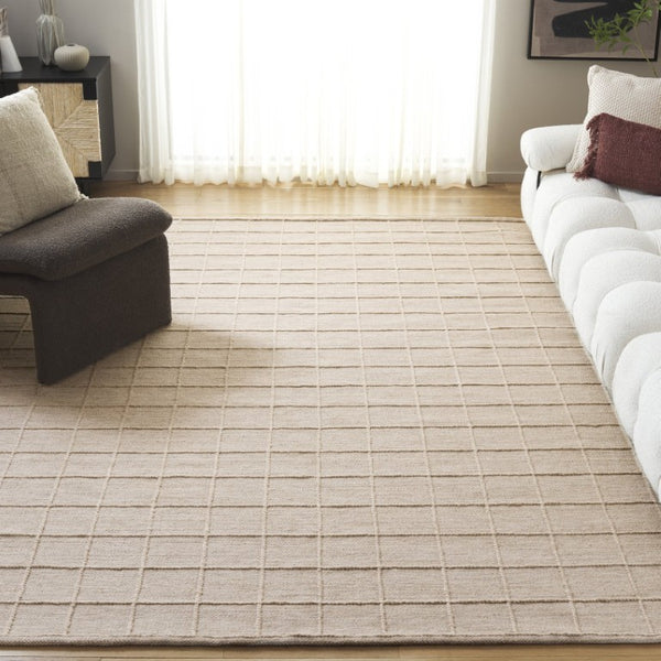 Safavieh Natura Handwoven Wool Cotton Runner Rug Subtle Grid Hallway Entryway Accent 8'-0" x 10'-0" NAT785B-8