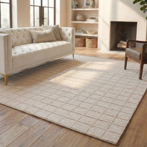 Safavieh Natura Handwoven Wool Cotton Runner Rug Subtle Grid Hallway Entryway Accent 8'-0" x 10'-0" NAT785B-8