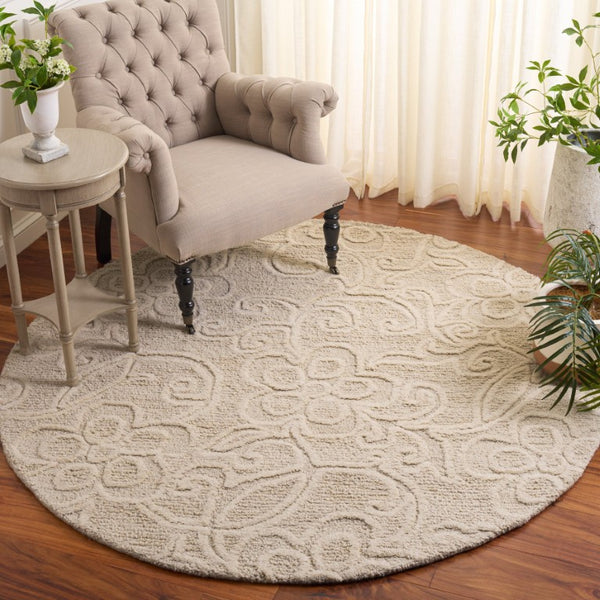 Safavieh Natura Hand Tufted Wool Cotton Round Area Rug Ivory Artisan Weave for Living Room NAT806A-6R