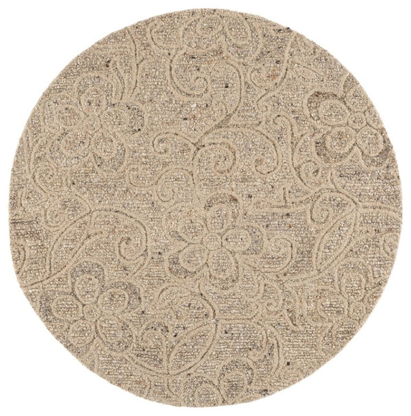 Safavieh Natura Hand Tufted Wool Cotton Round Rug Warm Beige Minimalist Living Room Accent NAT806B-6R