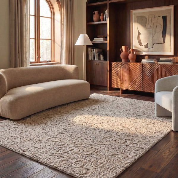 Safavieh Natura Hand Tufted Wool Cotton Blend Solid Beige Area Rug for Living Bedroom NAT806B-9