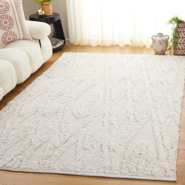 Safavieh Natura Hand-tufted Bohemian Area Rug With Geometric Motifs - Luxurious Warmth & Comfort For Your Home Ivory 90% Wool,10% Cotton Nat962a-4