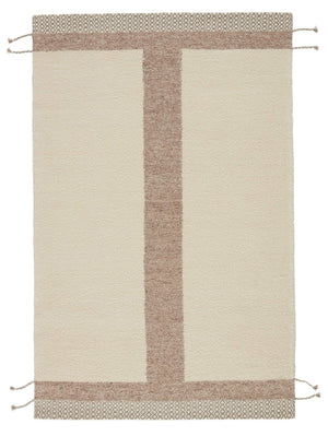 Jaipur Living Jaipur Living Calva Hand Loomed Wool Geometric Area Rug Cream Tan Tassel Border RUG147074