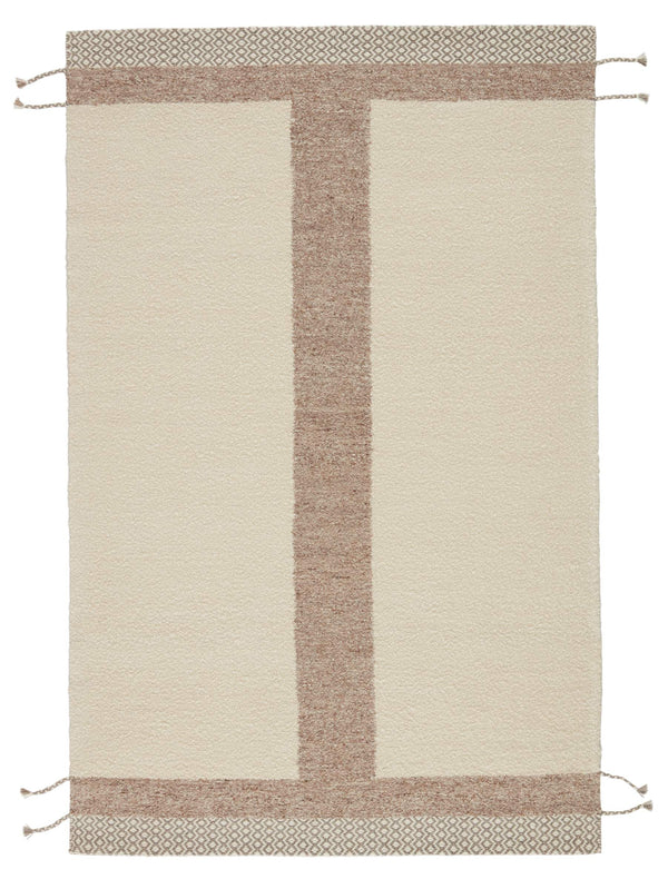 Jaipur Living Jaipur Living Calva Hand Loomed Wool Geometric Area Rug Cream Tan Tassel Border RUG147074
