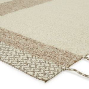 Jaipur Living Jaipur Living Calva Hand Loomed Wool Geometric Area Rug Cream Tan Tassel Border RUG147074