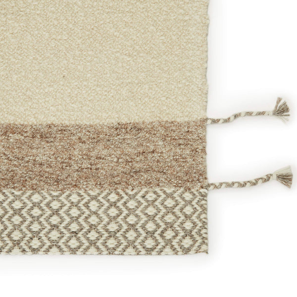 Jaipur Living Jaipur Living Calva Hand Loomed Wool Geometric Area Rug Cream Tan Tassel Border RUG147074