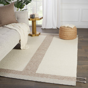 Jaipur Living Jaipur Living Calva Hand Loomed Wool Geometric Area Rug Cream Tan Tassel Border RUG147074