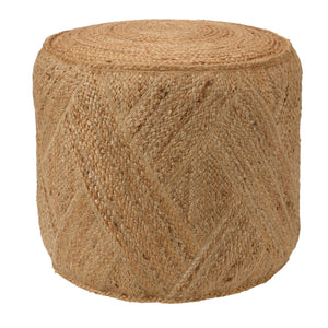Jaipur Living Vibe by Jaipur Living Lenore Jute Cube Pouf Handwoven Natural Footstool Ottoman ACF100007
